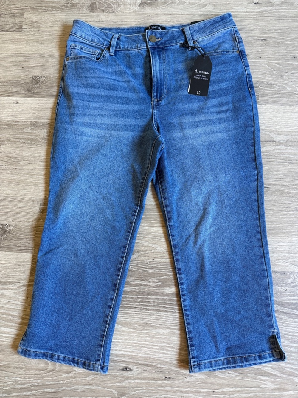d. jeans Blue High-Rise Pedal Pusher Denim Capris Size 12 NWT - Picture 3 of 4